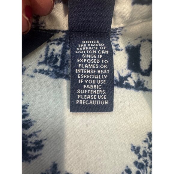 Lands End Womens Flannel Blue White Wildlife Tunic Shirt L 14-16 100% Cotton - Picture 11 of 15